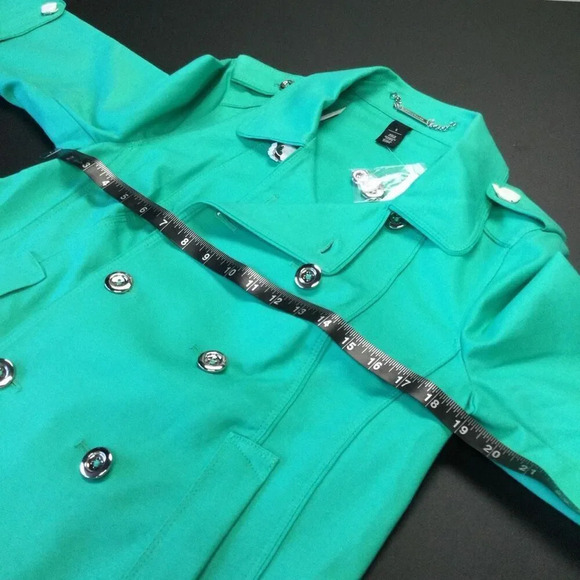 NWT White House Black Market Womens Turquoise Swing Double Breasted Jacket Sz 8 - Picture 5 of 13